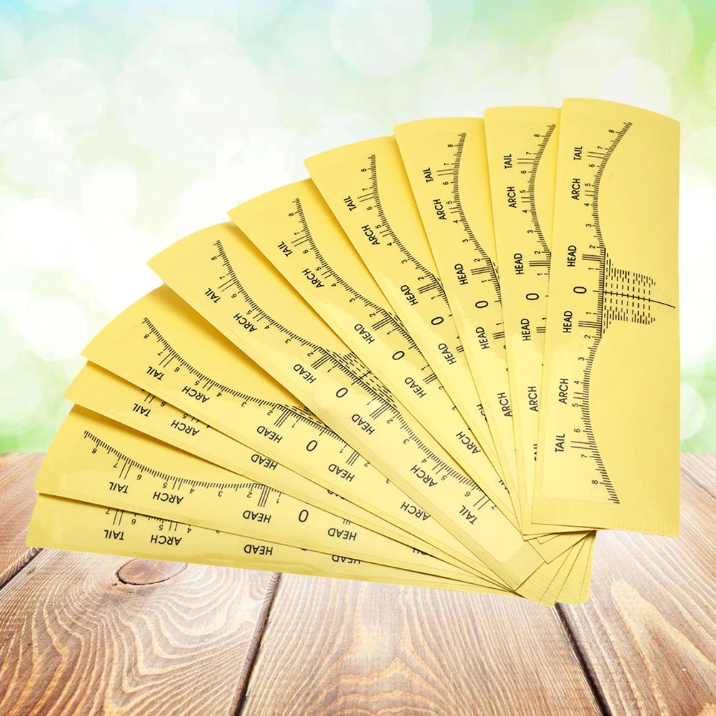 

10Pcs Disposable Eyebrow Shaping Ruler Mini Vernier Caliper for Makeup Measurement Supplies Tattoo Tools Yellow
