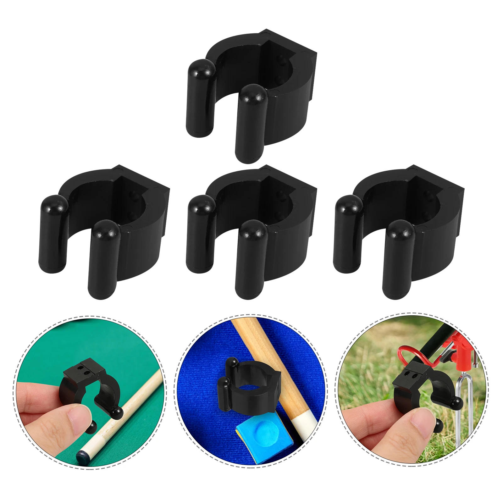 

20 Pcs Club Positioning Clip Pole Clamps Pool Stick Clips Billiards Holder Fishing Rod Holders for Wall Black