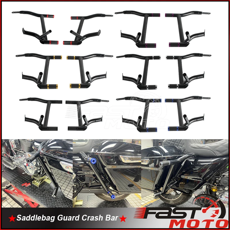 

For Harley Touring Road Glide ST Custom CVO/SE Limited Special Ultra FLTRU Motorcycle Rear Saddlebag Guard Bracket Crash Bar 09+