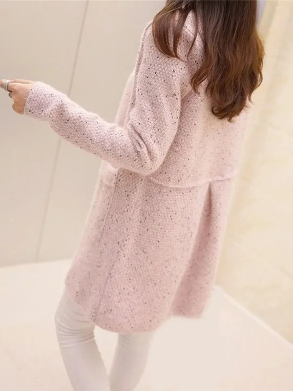 Street Sle Maglione lavorato a maglia casual con ket Cardigan aperto di media lunghezza da donna Faion Primavera Autunno Inverno Lungo Sve