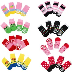 4Pcs Pet Cat Dog Floor Anti-slip Socks Autumn Winter Warm Soft Wool Socks Pet Kitten Puppy Anti-freeze Feet Paw Protector Socks