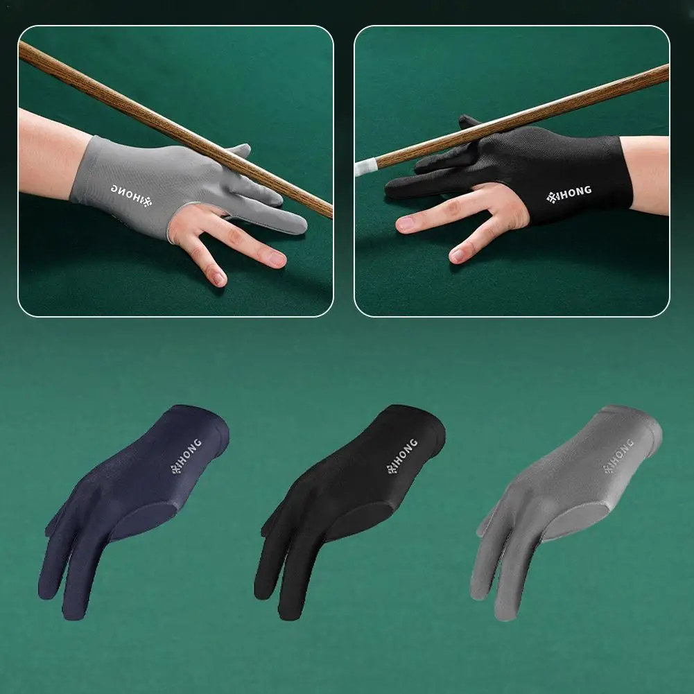 1pc Left Hand Three Finger Billiards Glove Snooker Billiard Glove Non Slip Stickers Elasticity Billiard Training Gloves Access