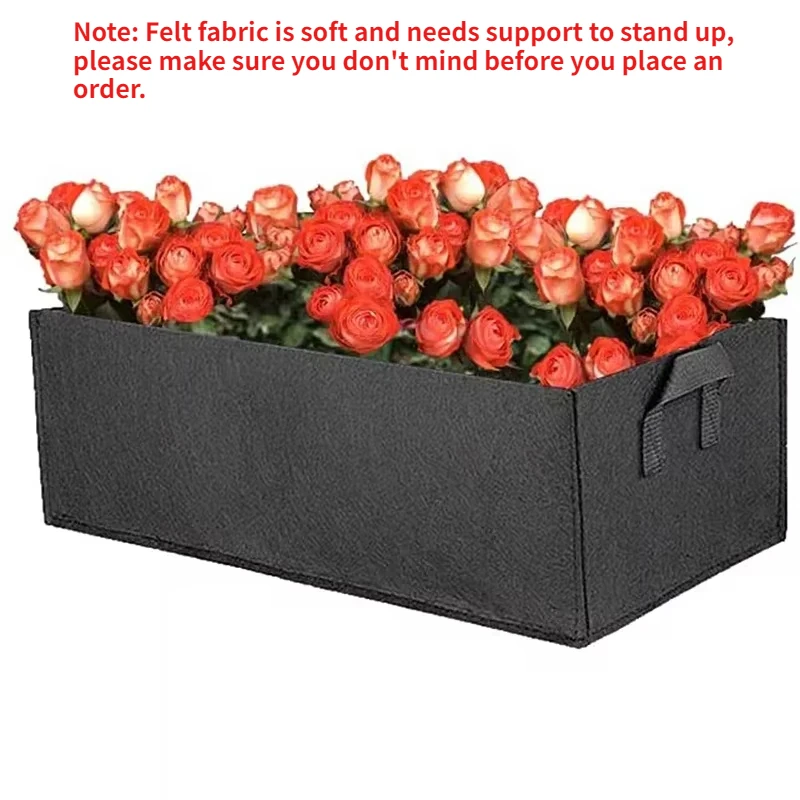 Rectangle Breathable Planting Container Grow Bag 40/50/60cm Fabric Raised Garden Bed Planter Pot for Plants Flowers Vegetables