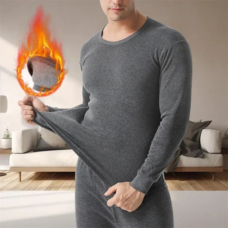 Winter Men Thermal Underwear Sets Thermal Long Pants Legging Homme Sexy Plus Velvet Pajamas Set Casual Thickened Men Underwear