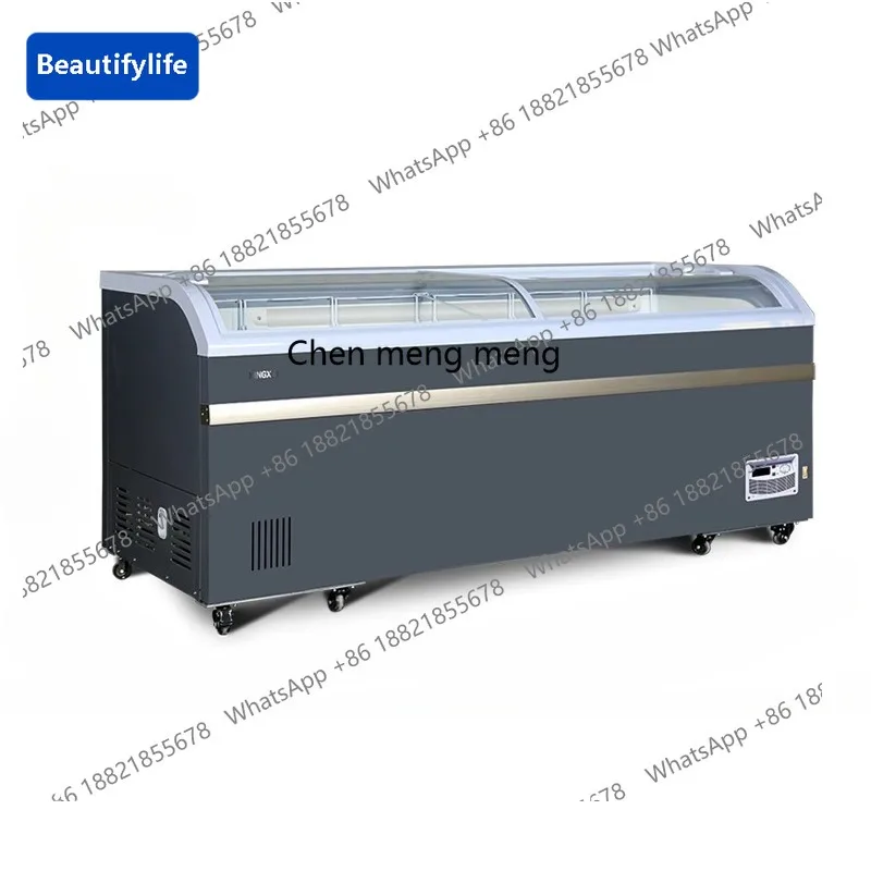 

E45 Коммерческий дуговой островный шкаф, стеклянная витрина большой емкости, холодильная морозильная камера для супермаркетов