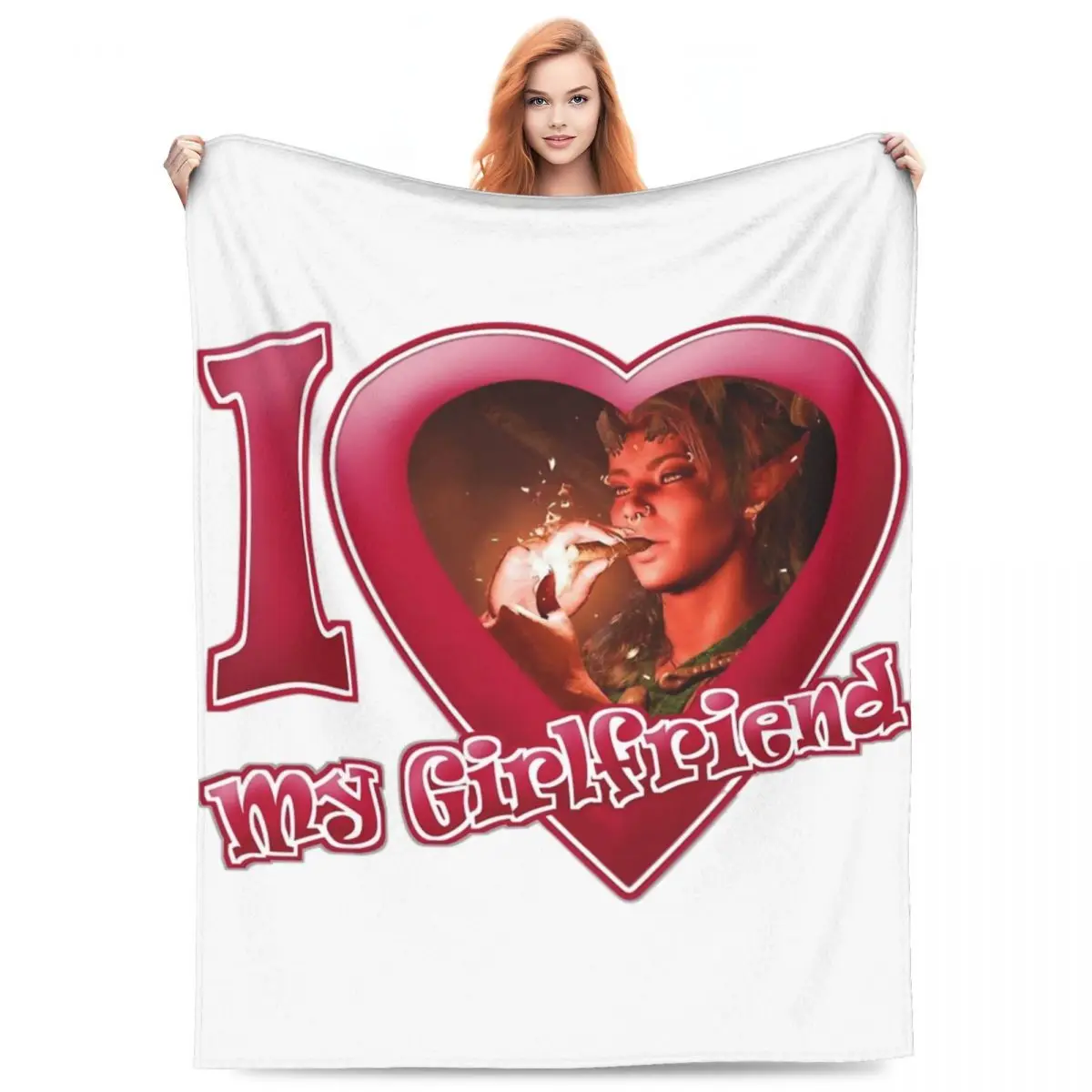 I Love My Girlfriend Karlach Flannel Blanket Quality Warm Soft Video Game Throw Blanket Winter Travel Couch Bed Print Bedspread