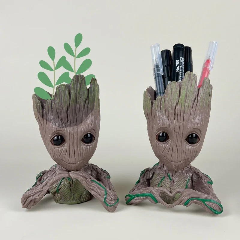 Marvel Guardians Of The Galaxy 15cm Groot Tree Man Handmade Anime Doll Model Creative Flower Pot Pen Holder Pottery Decoration