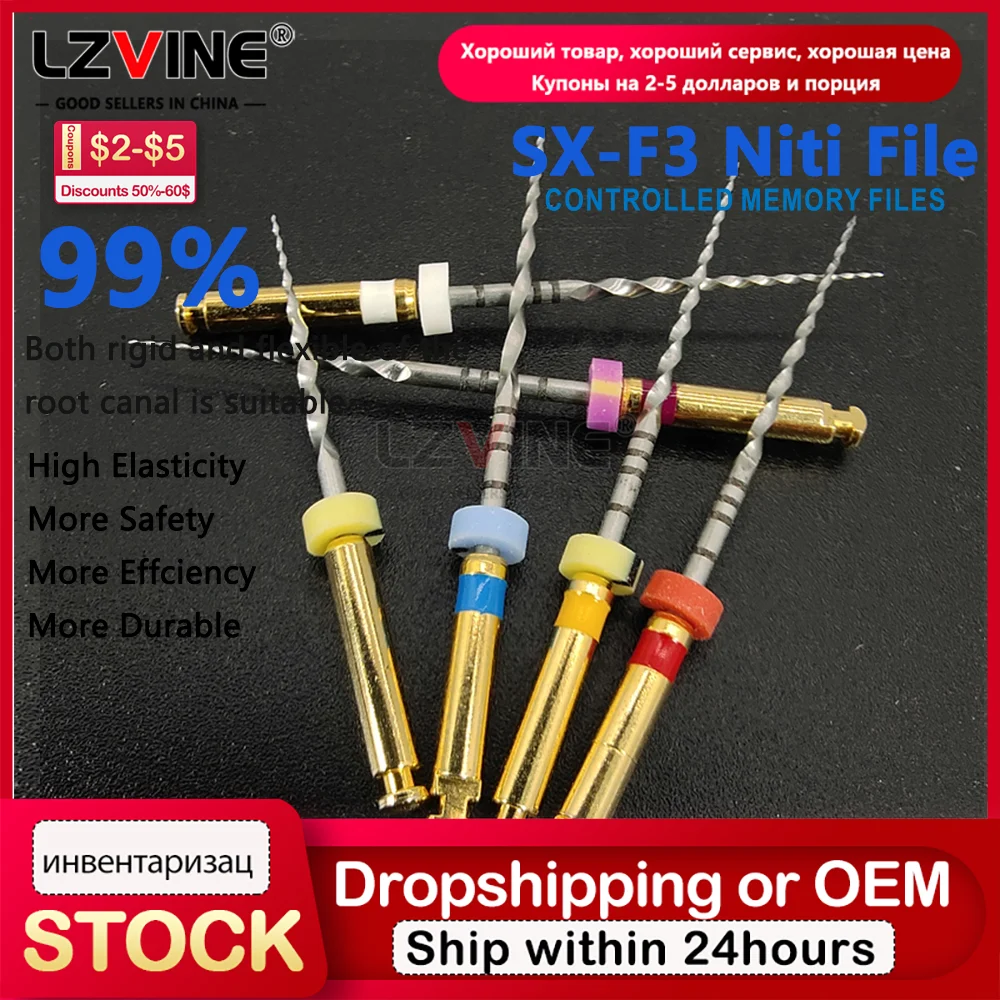 

PLUS 6PCS/Pack Dental File Nickel Titanium Heat Activated Root Canal Endodontic Rotary Files Dentistry Materials 25mm EndoMotor