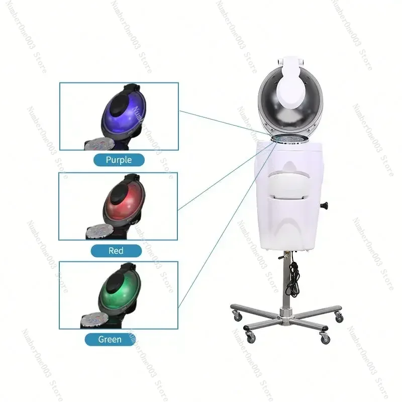 Electric Hair Steamer for Salon, O3 Micro Mist, 3 Colors, LED Light, Infrared Mist Evaporator, Salon