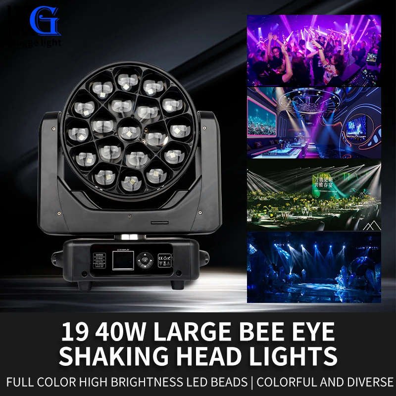 High Power DMX 19x40W Wash Moving Head Light RGBW 4in1 Stage Zoom Effect Beam Moving Head Lights for Wedding Party Night Club