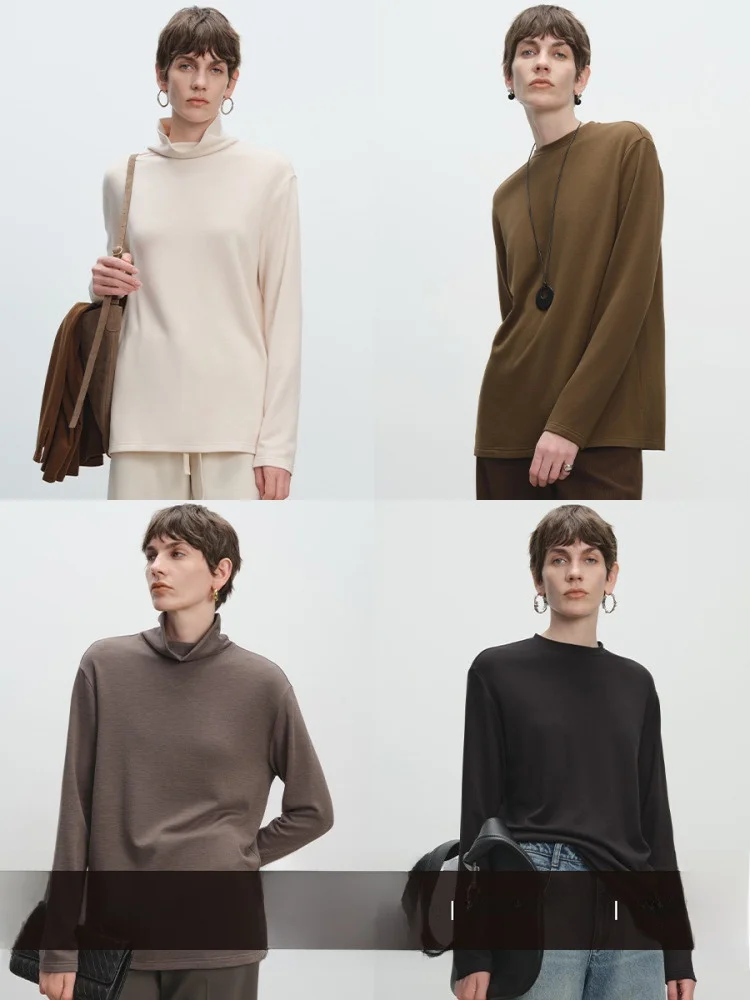 

MSBEAST Cloud Soft Warm Modal Fce Fabric Versatile round Ne High Ne Silhouette Airy Base Layer T-irt Women's Faion