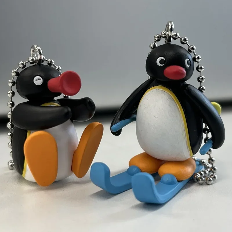 Japan Original Kawaii Gashapon Figure Cute Penguin Seel Skiing Keychain Capsule Toys Anime Figurine Gift