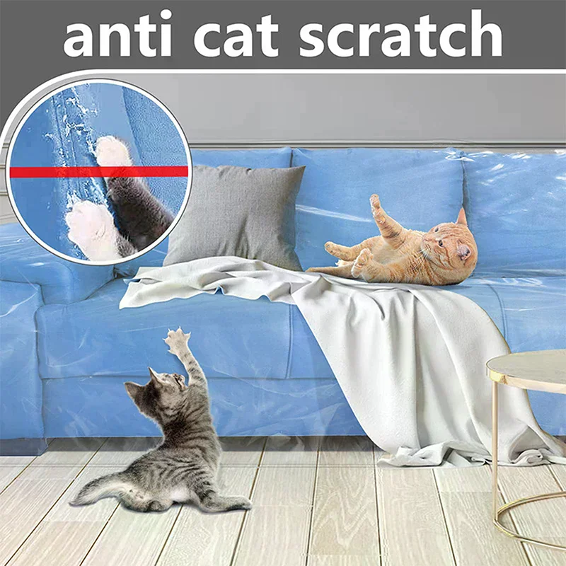 Couch Cover Pet Plastic Cover Transparent Cat Scratch Protector Waterproof Sofa Cover For Protection Against Cat Dog Clawing
