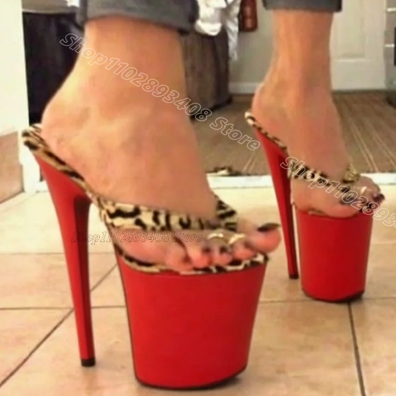 

Leopard Print Platform Flip Flops Split Toe Performance Casual Fashion Summer Women Pole Dance Sexy Slippers Zapatos Para Mujere