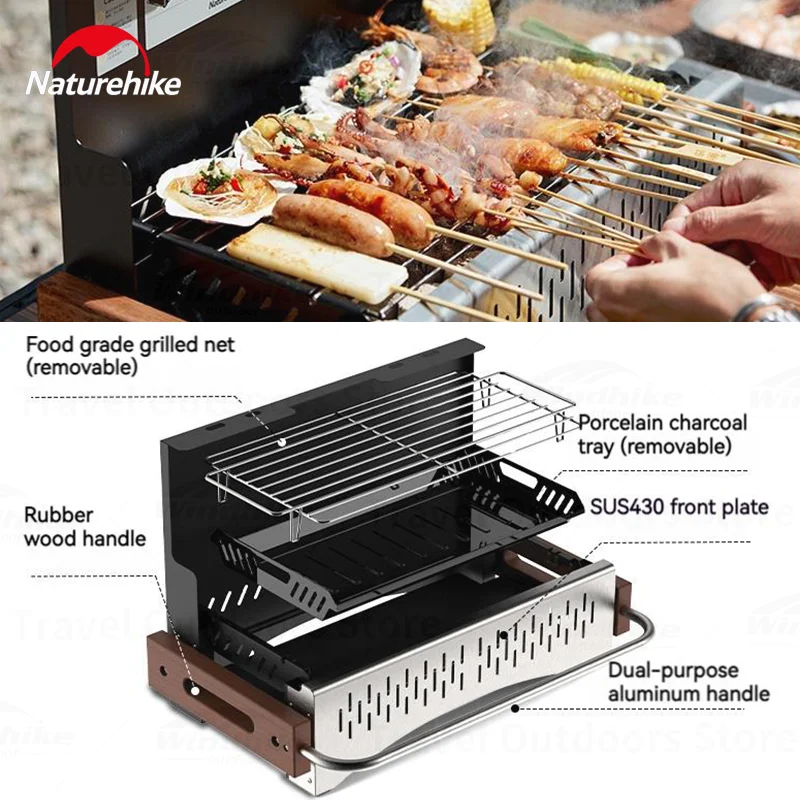 

Naturehike Upgrade Barbecue Grill Lightweight Folding Portable Charcoal Burner Camping Outdoor Picnic Tabletop Cooking Stove Box