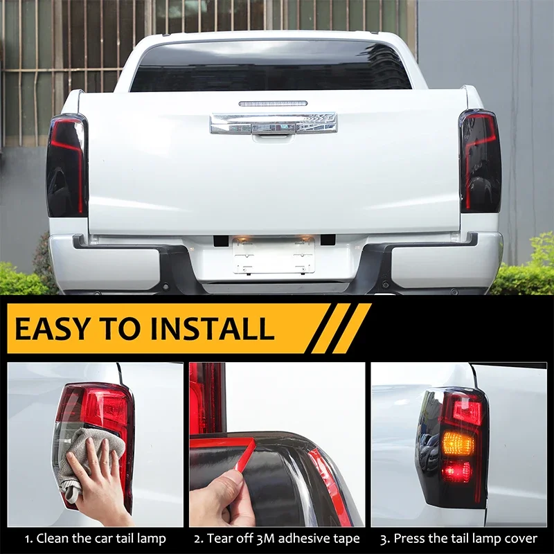 

For Mitsubishi L200 Pickup 2019+ Smoked black Tail door taillight protective case Brake light decorative cover accessories