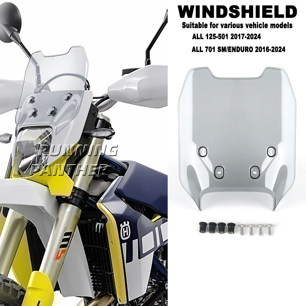 

Motorcycle Windshield Windscreen Wind Deflector For Husavarna 701 SM/Enduro FC350/450 FE250/350/501/450 TC125/250 TE150/250/300