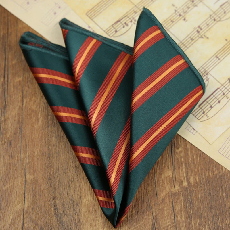 Classic Striped Pocket Square, Green Dots Design