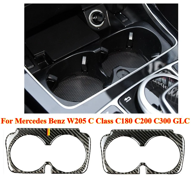 

1PCS For Mercedes Benz W205 C Class C180 C200 C300 GLC Accessories Carbon Fiber Car Interior Cup Holder Frame Trim Stickers