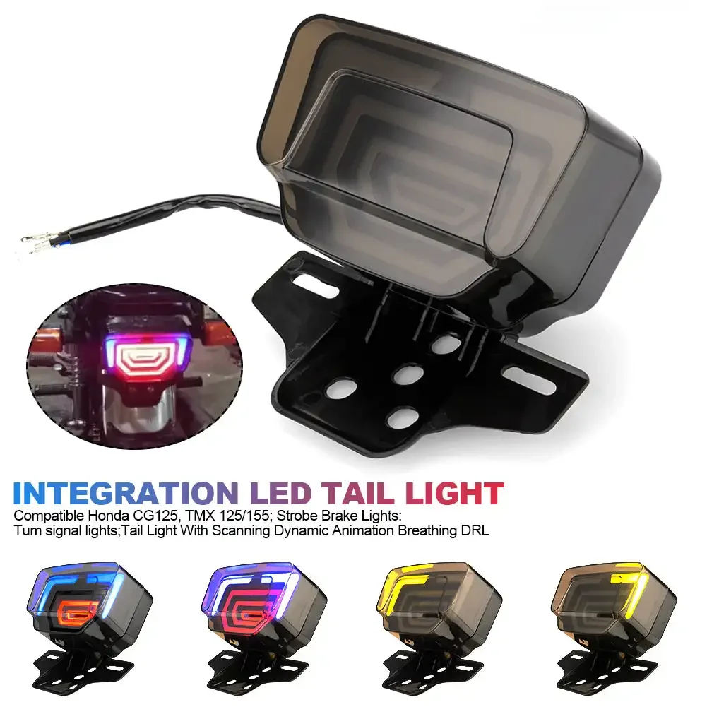 Motorcycle LED Tail Signal Lights Brake Rear Light Integration Tail With Dynamic Flash Lamp For Honda CG125 TMX125/155