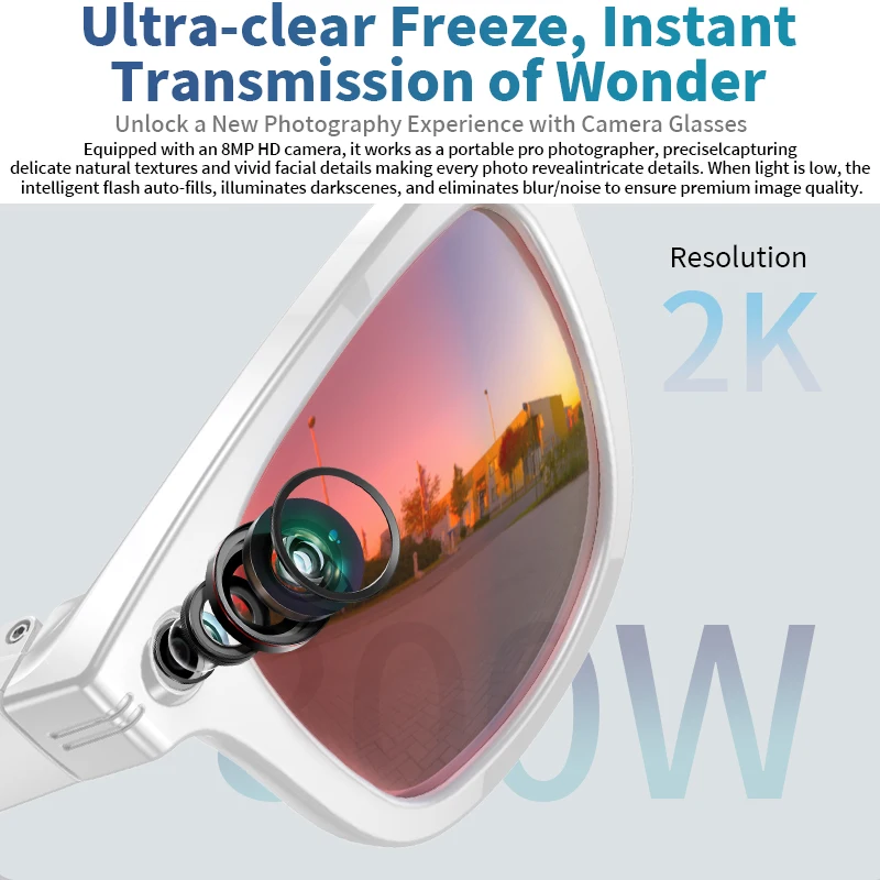 LIGE 8MP Smart Glasses Camera Video Recording Photo Recognition Answer Call AI Translate Bluetooth Sunglasses WIFI Transmission