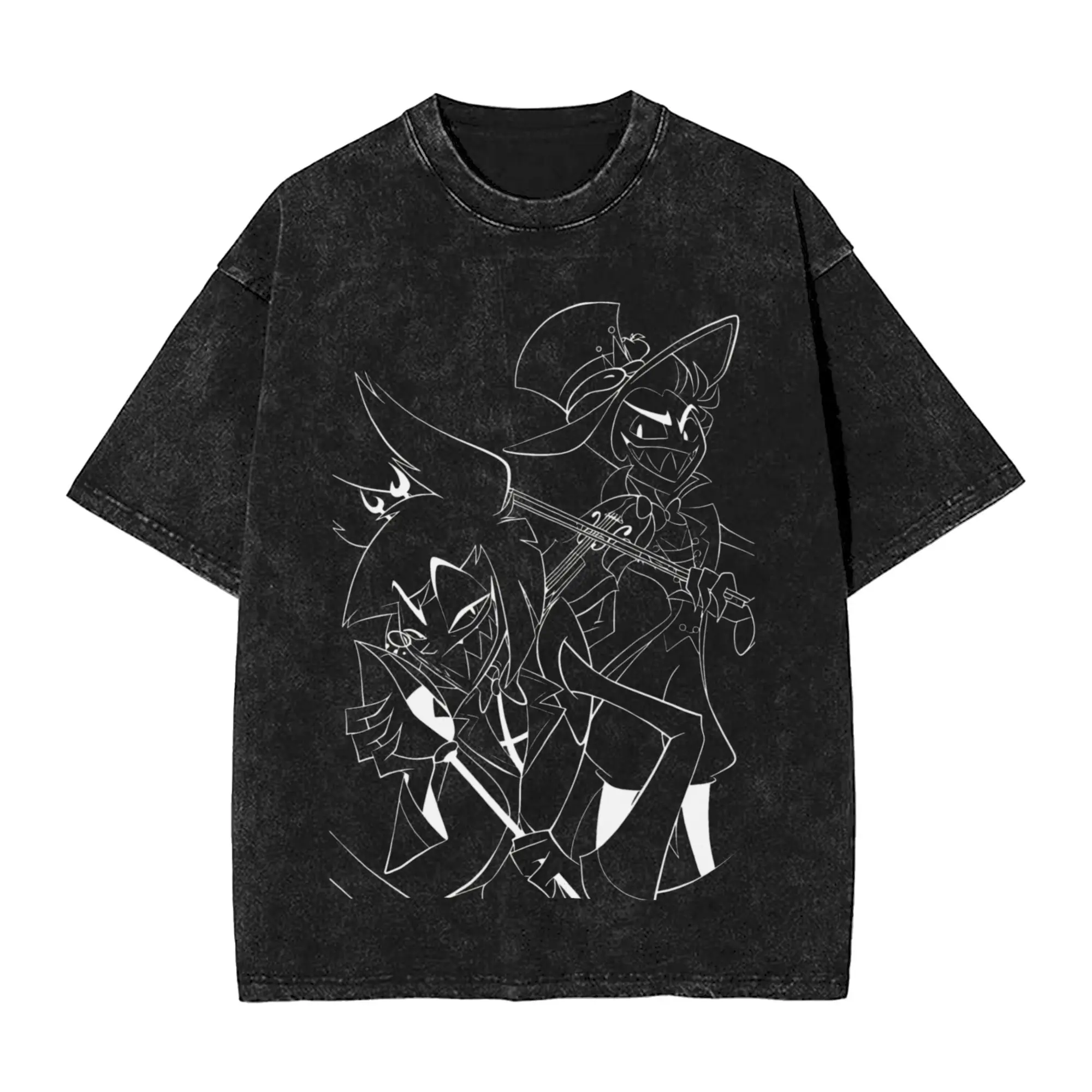 Hazbins Hotel T Shirt Beach Lucifer and Alastor Y2K Retro T-Shirts Cotton Trending Tee Shirt For Man Short Sleeves Print Tees