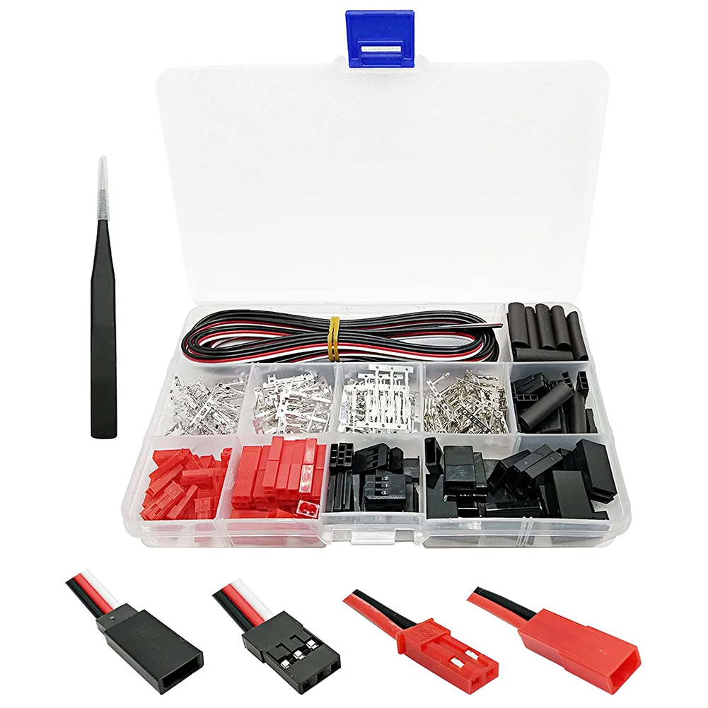 400pcs Servo Connector Socket Crimp Pin Cable Kit 22AWG Wire for JR JST SYP Futaba Male Female Jumper Cable Plug 2.54mm Terminal