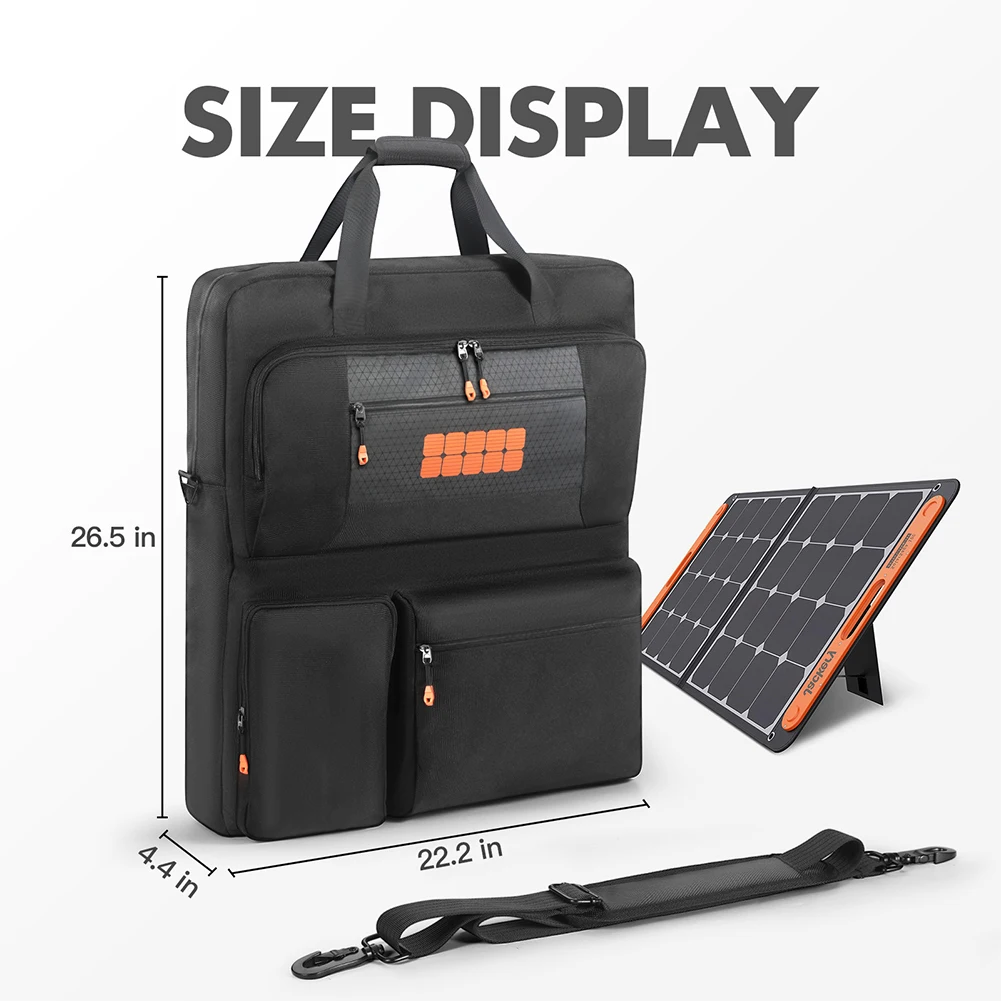 Padded Travel Solar Panel Organizer Large Capacity Solar Board Protective Handbag Multi-Pocket for Jackery SolarSaga 100W 200W view 6