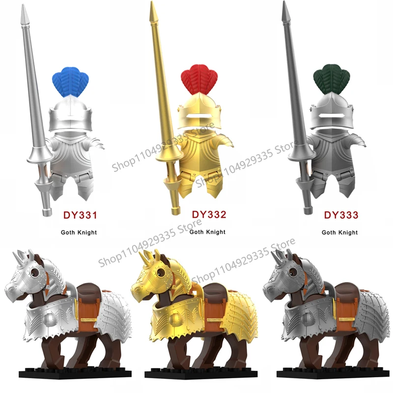 DY331-DY333 M141-M143 Caballeros militares medievales bloques de construcción armadura de caballería gótica horarios figuras accesorios ladrillos Juguetes