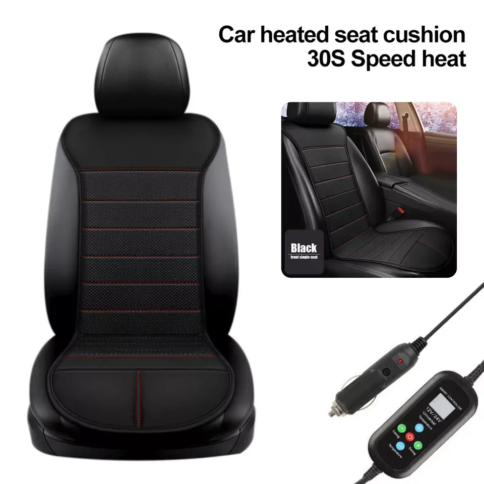 12V 24V PU Leer Verwarmde Auto Seat Cover Pad Heater Verwarming Warmer Winter Kussen Verwarmde zitkussen Protector Universeel