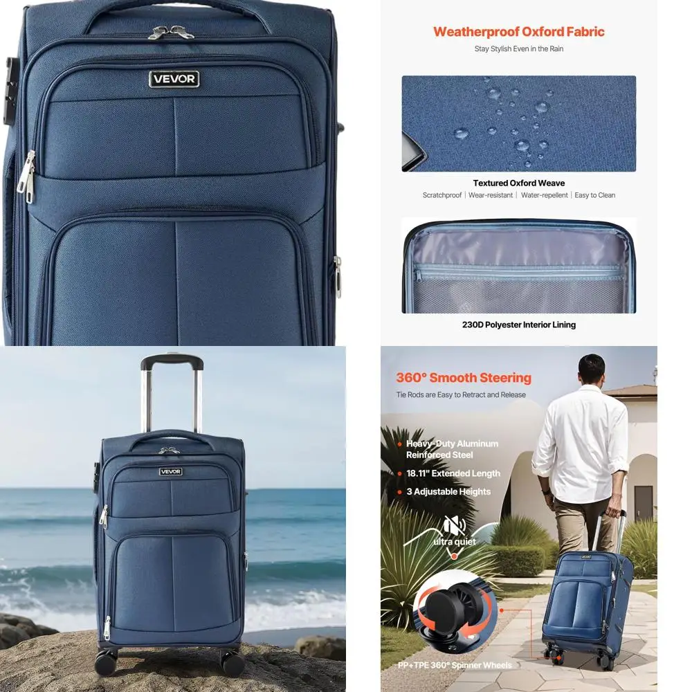 

Expandable 20 Blue Spinner Suitcase with TSA Lock and Zippered Pocket