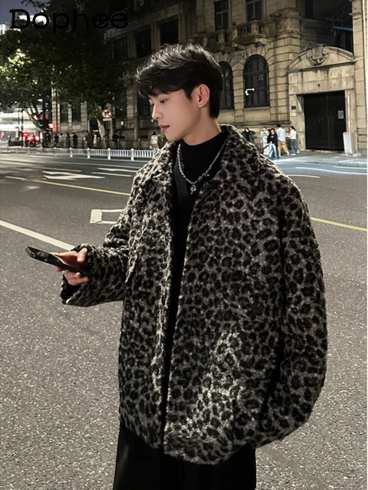 

Men's 2024 Autumn Winter New Handsome Men's High-end Long Sleeve Tweed Jacket Coats Small Fragrant Leopard Print Tweed Jackets