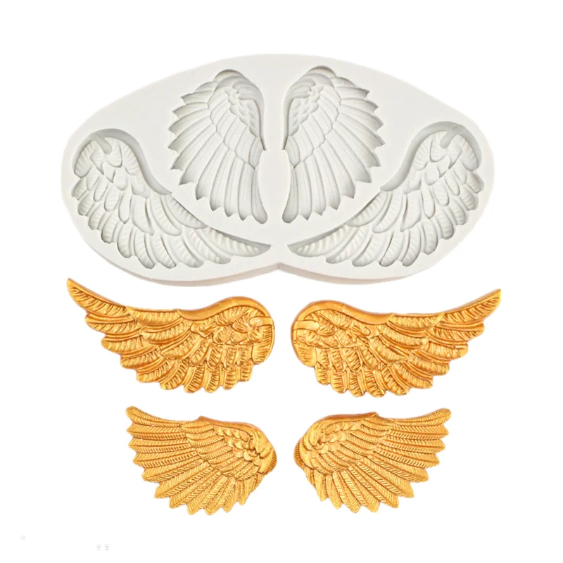 Molde de silicona con alas de Ángel, molde para Fondant, herramientas de decoración de pasteles, molde Gumpast de Chocolate, artesanía de azúcar, arcilla de resina, herramienta de cocina para hornear