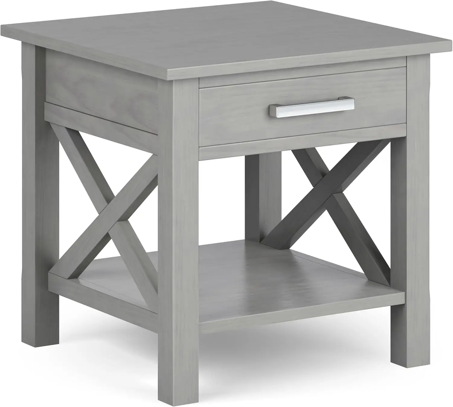 Kitchener SOLID WOOD 21 Inch Wide Square Contemporary End Side Table in Fog Grey, For the Living Room and Bedroom