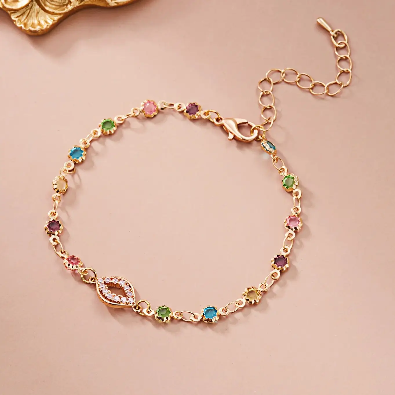 

Элегантный красочный браслет-цепочка с кристаллами и цирконием для женщин, модный браслет в форме губ со стразами, свадебные вечерние ювелирные изделия, подарки