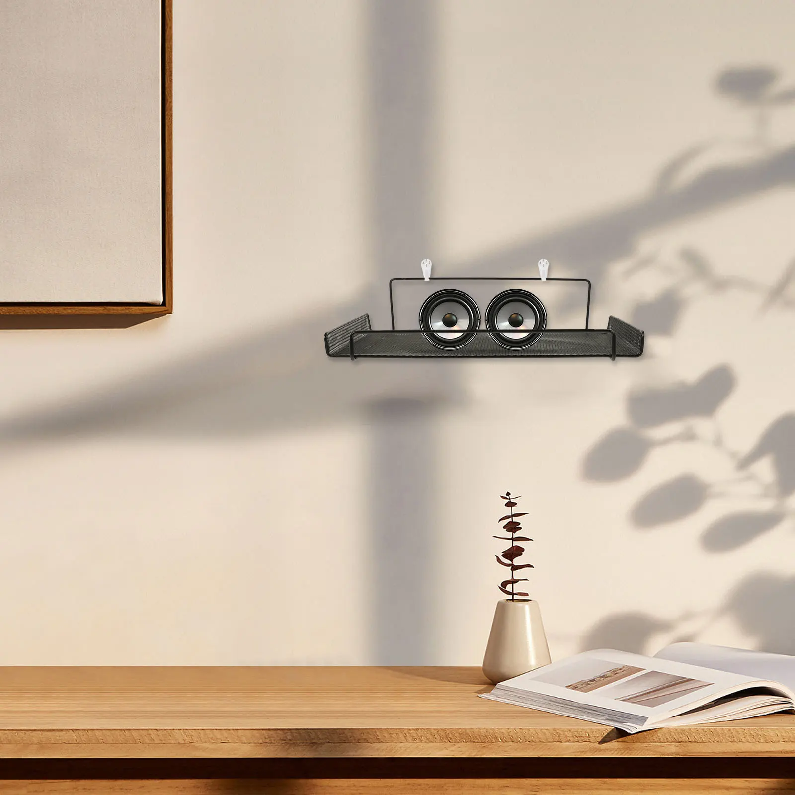 

Настенная полка для роутера из прочного железа, экономящая пространство, без сверления, для домашнего офиса, для кабельного бокса, настенное крепление для хранения