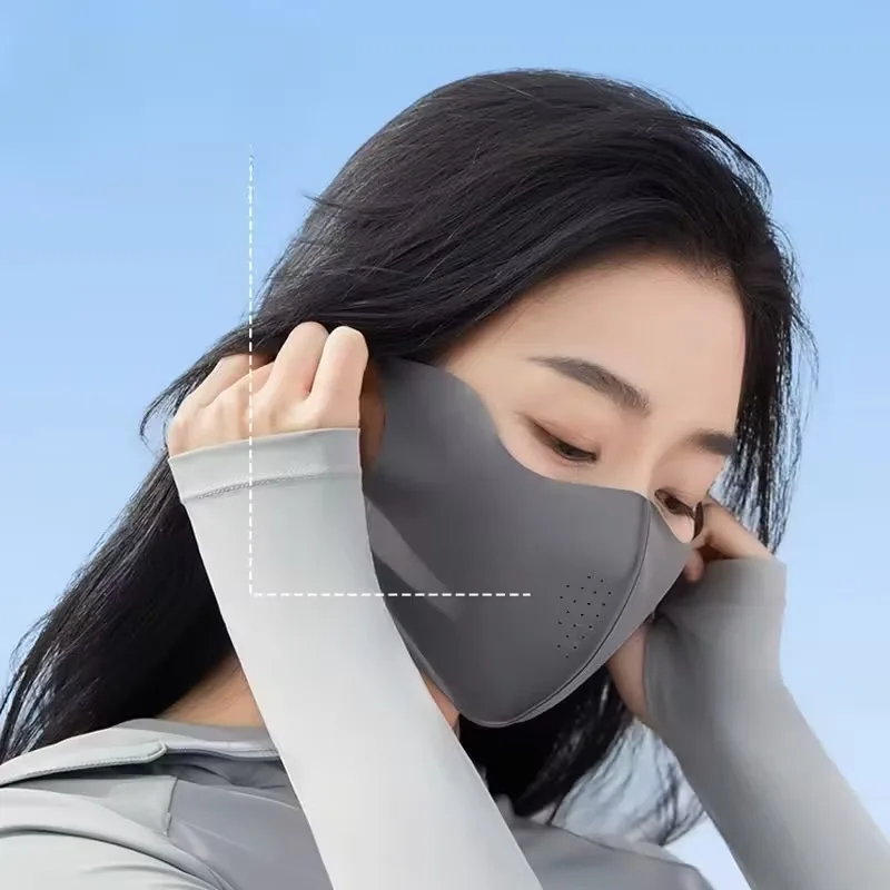 

1-20PCSSummer Sun Protection Ice Silk Face Mask Breathable 3D Fit No Trace Eye Corner Shield UV Block Outdoor Scarf Accessories