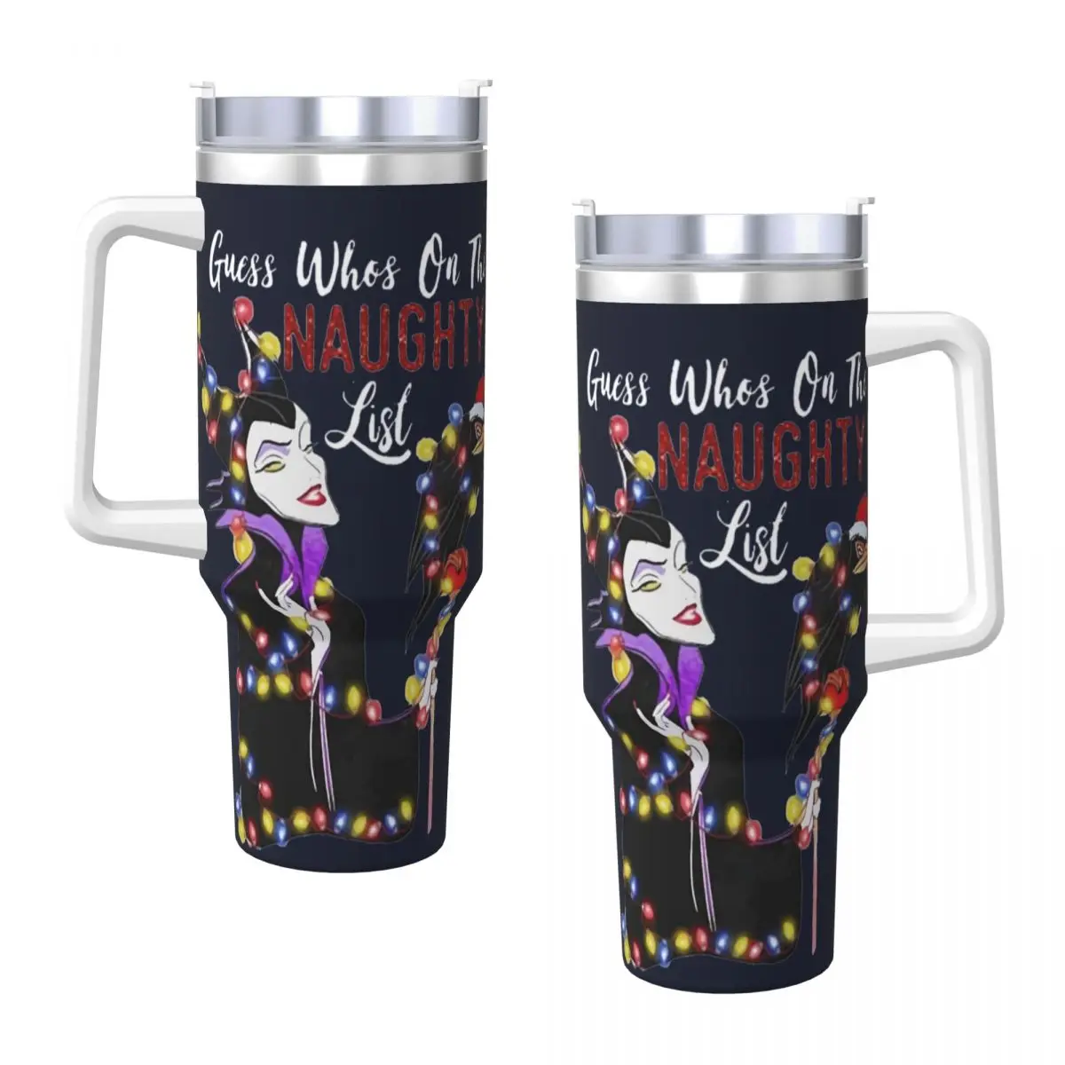 Stainless Steel Tumbler Villains Guess Who On The Naughty List Christmas With Straws Water Bottle Insulated Large Coffee Mug