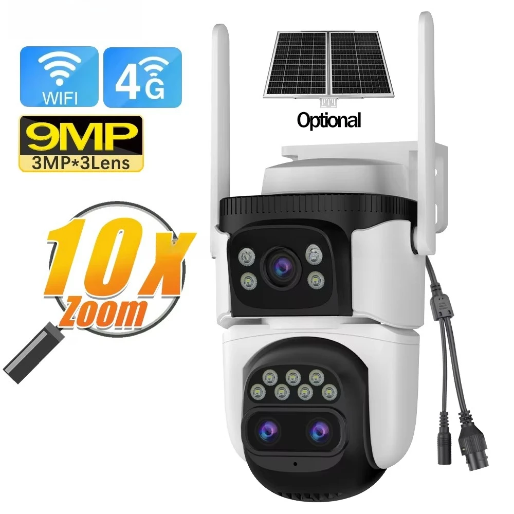 Cs621Zr-C 9Mp Home Security Panoramic 3Lens 720 Degree Pir Human Detection Wifi 4G 10X Zoom O-Kam Pro Ip Outdoor Camera