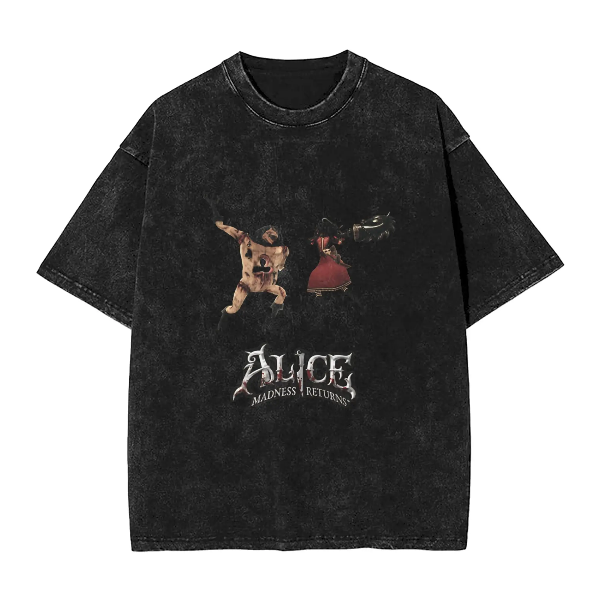 Футболка унисекс Dark Alice Madness Returns Game Washed, модная летняя футболка в уличном стиле, простая повседневная, в подарок