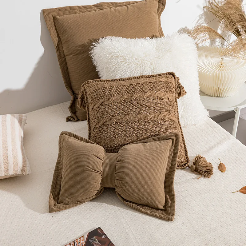 Modern Simple Sofa Throw Pillow Living Room Light Luxury Edge Pressing Bedside Cushion Corduroy Sofa Pillow Throw Pillow Cover