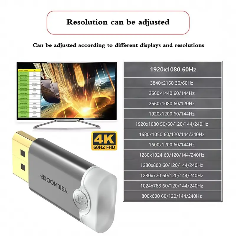 8K/4K DP Analog Display without PS Graphics Card Deceiver Mini DP Virtual Display Remote Hanging Lock Screen Fake Load
