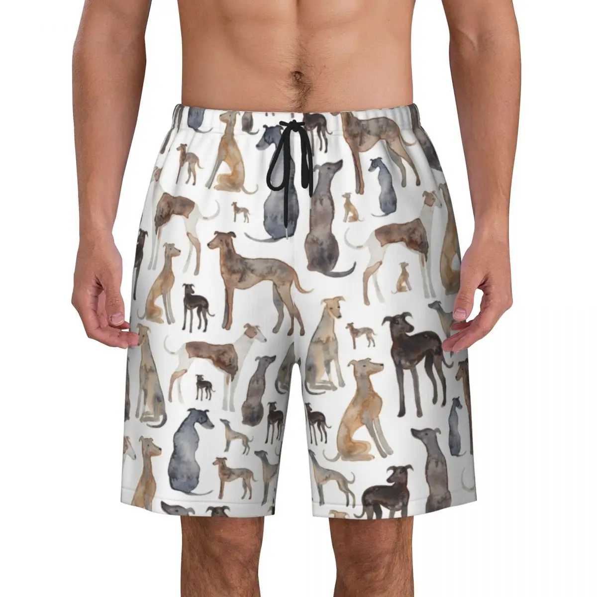 Troncos de natação personalizados masculinos, moda praia seca rápida, Boardshorts, bonito Sighthound, ternos de banho, Shorts Board