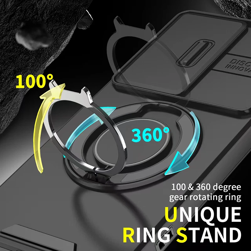For Samsung Galaxy S26 Ultra S23 S24 S25 Plus FE A16 A17 A18 A26 A27 A36 A37 A56 A57 Sliding Window Rotating Bracket Phone Case view 3