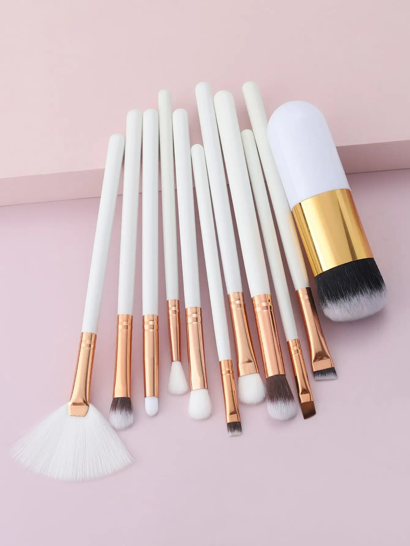 11Pcs White Rose Gold Makeup Brush Set Full Face Foundation Eyeshadow Cosmetic Brushes for Full Face Makeup