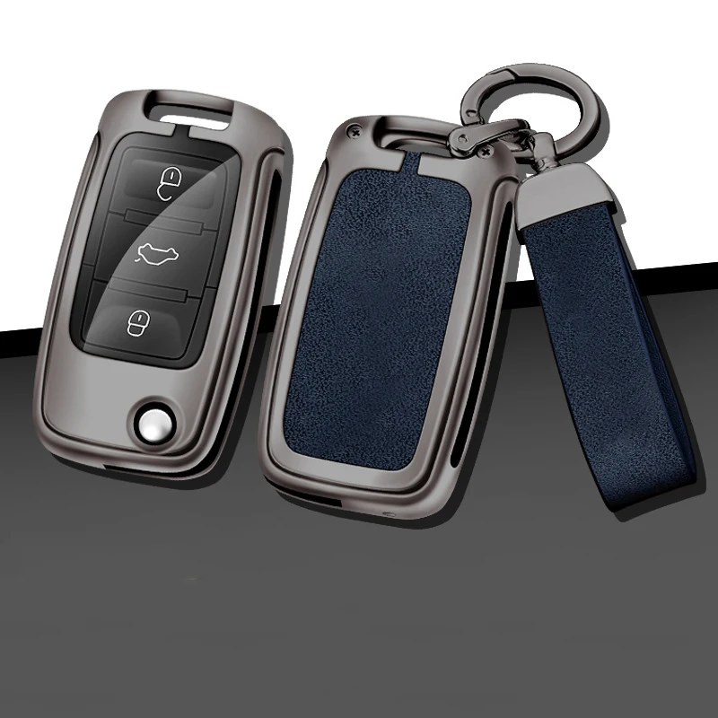 Leather Car Metal Key Case Cover For Volkswagen VW Polo Golf Passat Tiguan Beetle Caddy T5 Up Eos Skoda Octavia Seat Leon Altea