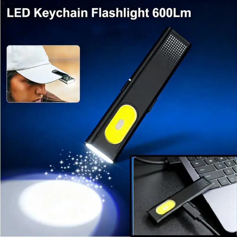 

Перезаряжаемый мини-брелок-фонарик Type-C с карманным зажимом, светодиодный рабочий светильник, индикатор быстрой зарядки, открытый кемпинг, аварийный светильник