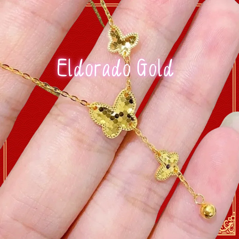 

18K AU750 настоящее золотое ожерелье с кисточкой в виде бабочки и чешуи дракона, женская высококачественная цепочка на ключицу, ювелирное изделие, подарок на День святого Валентина g