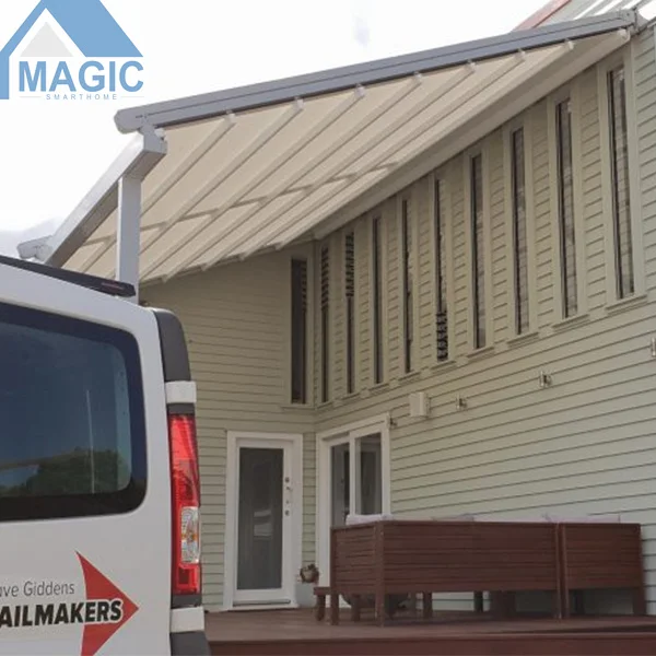 

Outdoor Design Modern Terrace Opening Cover Canvas Awning Canopy PVC Retractable Roof Motorized with Remote Control