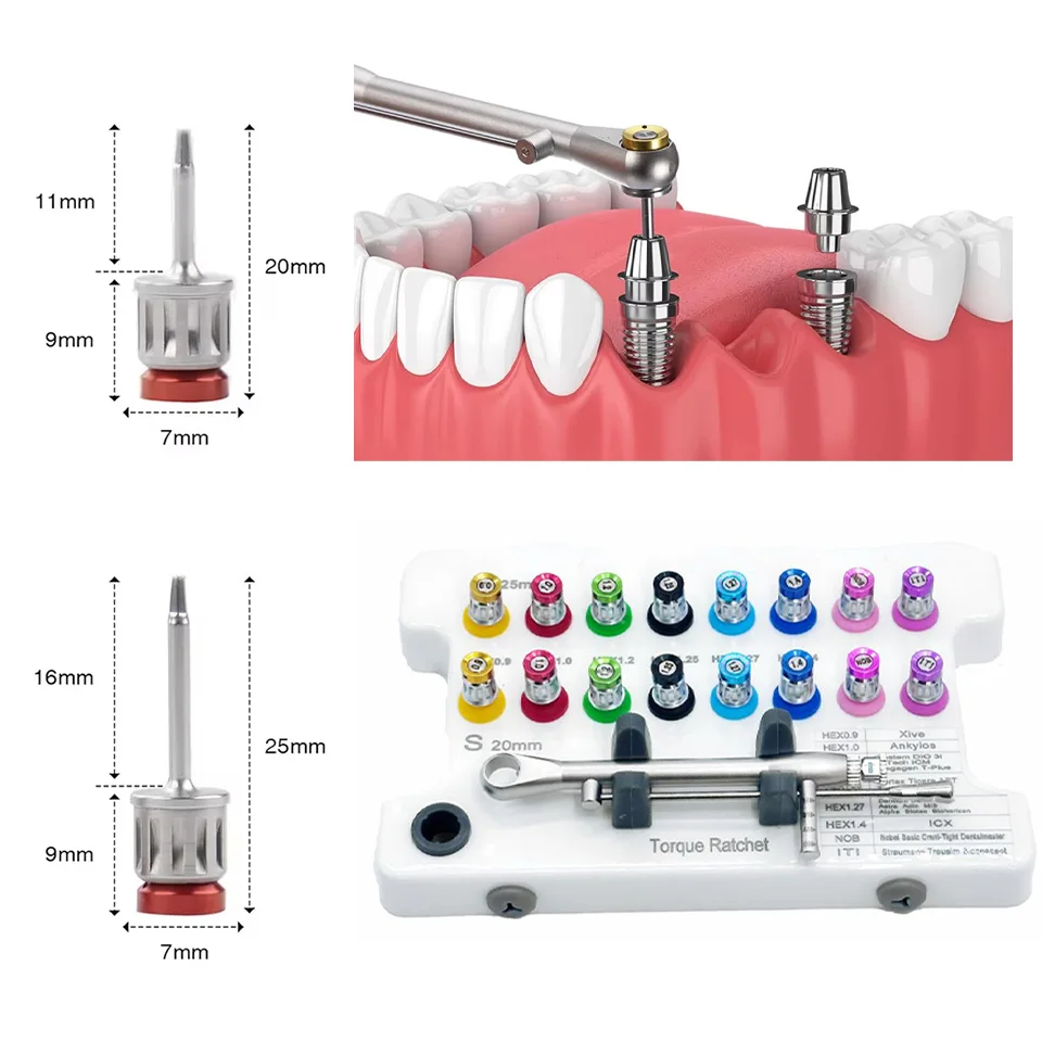 1kit Surgical Dental Torque Ratchet Operation Manual Implant Wrench Fully Autoclavable 16 Drivers Dentistry Prosthetic Repairs